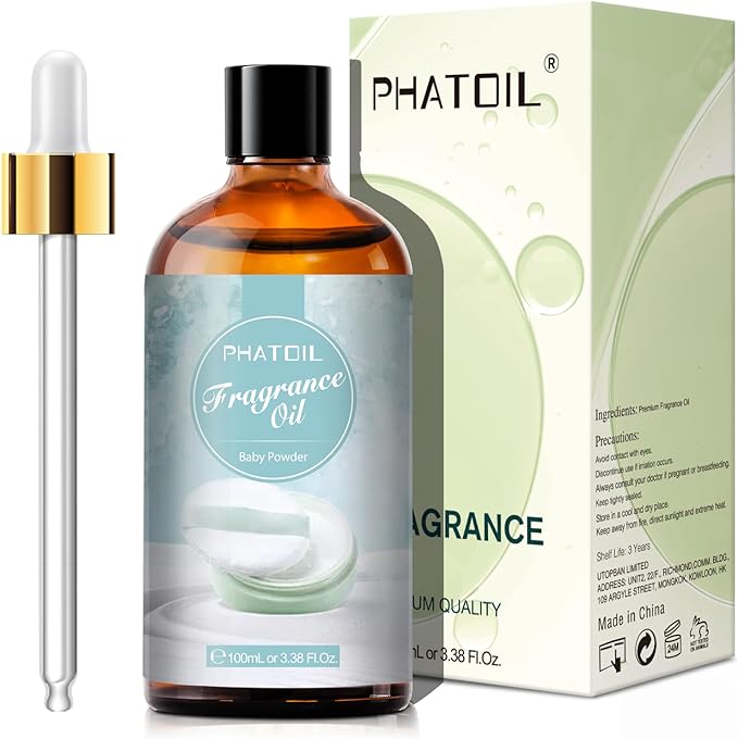 PHATOIL 3.38FL.OZ Baby Powder Fragrance Oils for Aromatherapy, Essential Oils for Diffusers for Home, Perfect for Diffuser, DIY Candle and Soap Making, DIY Scented Products - 100ml