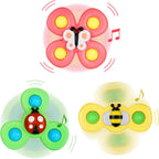 3pcs Suction Cup Spinner Toy for Baby 12-18 Months Baby Travel Fidget Sensory Toys for Toddlers 1-3 Bath Toys for 2 Year Old First Birthday Gifts for 1 Year Old Boys Girls