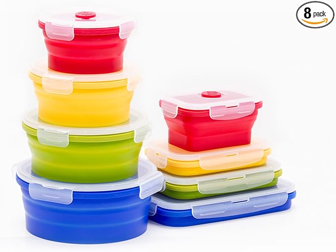 Collapsible Silicone Food Storage Container Set (MULTI COLOR)