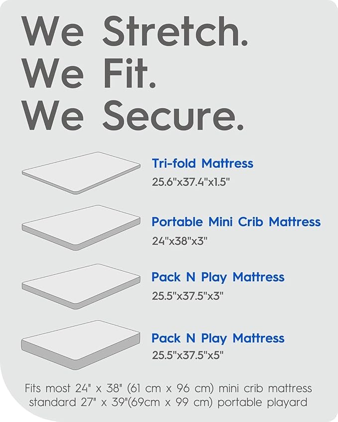 Graco Pack and Play Sheets Fitted, TotBasic Ultra Soft Mini Crib Sheets Boy, Neutral Pack N Play Mattress Sheets Hypoallergenic and Soothing, Premium Jersey Playrad Sheets, 2 Pack