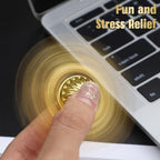 Cool Fidget Spinner for Kids Adults, Magic Orb Finger Hand Spinner Toys Stress Relief Ball Sensory Toy Wizard Fan, Metal Fingertip Gyro Birthday Gift Stocking Stuffer for Boys Girls, Golden Decortion