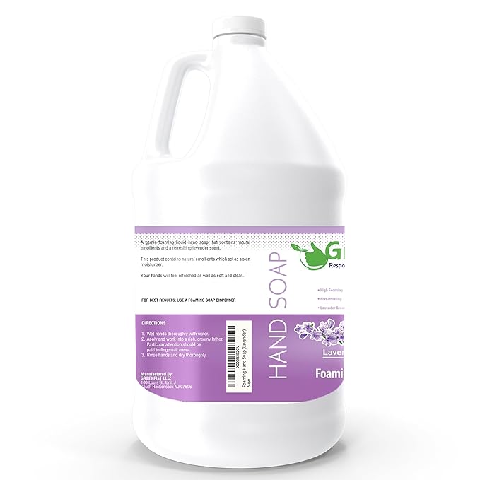 GreenFist Foaming Hand Soap Refills Lavender Scent Jug Foam Refill Made in USA, 128 ounce (1 Gallon)