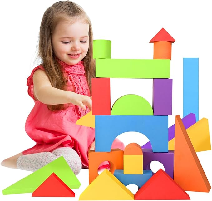 Large Building Foam Blocks for Toddlers – Giant Jumbo Big Building Blocks (18 Pieces)