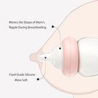 YOHKOH Natural Glass Baby Bottle with Natural Response Nipple, Newborn Anti-Colic Baby Bottles, Wide Neck Mushroom Cap Baby Bottle, Clear (8.8ounce (Pack of 2), Red2)