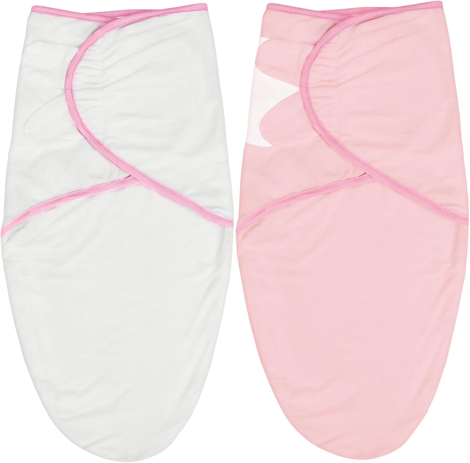 Biloban Baby Swaddles 0-3 Months for Girls, Cotton Swaddle Blanket, Newborn Essentials, Pink & White, 2 Pack