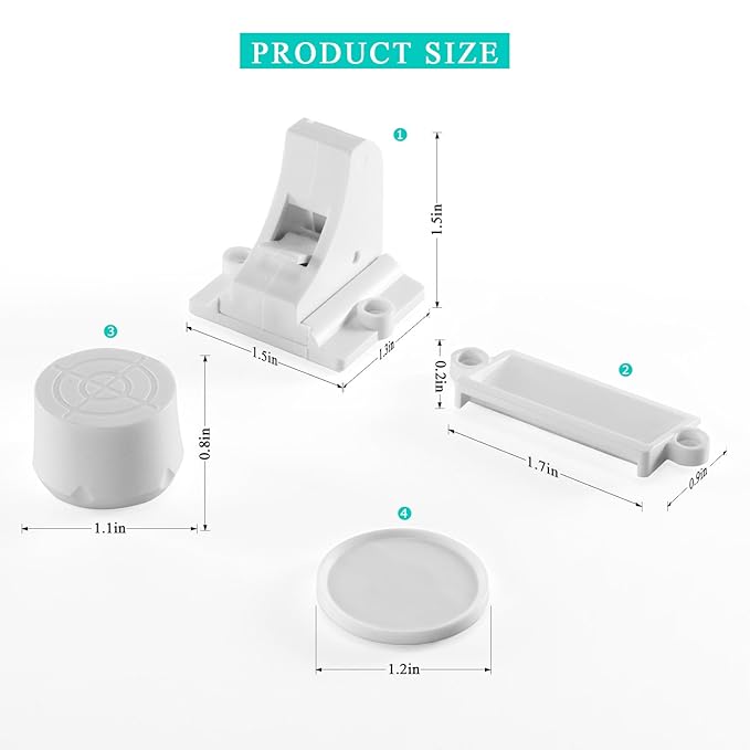 Child Safety Magnetic Cabinet Locks - vmaisi 4 Pack Adhesive Baby Proofing Cabinets & Drawers Latches