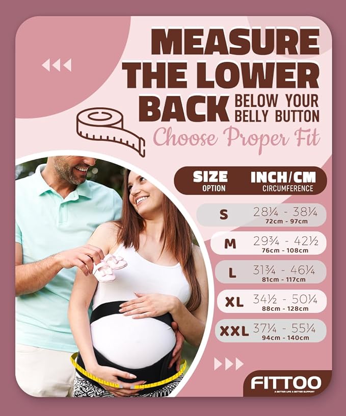 FITTOO Maternity Belt Back Support Belly Band Pregnancy Belt Support Brace Abdominal Binder Waist Support Black XXL