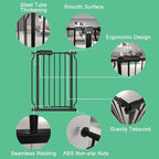 ALLAIBB Extra Wide Pressure Mounted Baby Gate Walk Through Child Kids Safety Toddler Tension White Long Large Pet Dog Gates with Extension for doorways Kitchen (66.93-71.65"/170-182cm, Black)