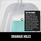 GORILLA GRIP Patented Bath Tub Shower Mat, Machine Washable Bathtub Floor Liner Mats, Suction Cups and Drain Holes to Keep Tubs Clean, Soft on Feet, Bathroom Essentials, 35x16 Inch, Clear Green