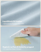 Vegan Leather Waterproof Baby Changing Pad - Wipeable, Extra Thick & Portable & Non-Slip Diaper Mat for Dresser, Crib, Travel | Soft & Safe (Blue)