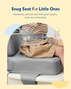 HOMEAL Booster Seat for Kitchen Chair - Compact Toddler Dining Seat with Easy-Install Straps & Wipeable Surface - Breathable Fabric Booster Seat for Table - Light Gray