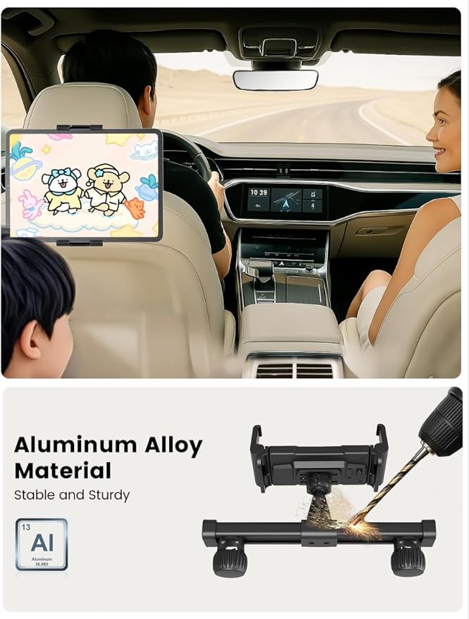 OHLPRO Headrest Tablet Holder for Car Back Seat iPad Mount Compatible with 4.7-13" Tablet Phone for iPad Pro Air Mini Galaxy Tab and Devices for Kids, Road Trip Essentials