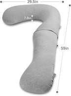 INSEN Pregnancy Pillow for Sleeping, L Shaped Body Pillow for Side Sleeping, Detachable Pregnancy Pillow with Full Body Support