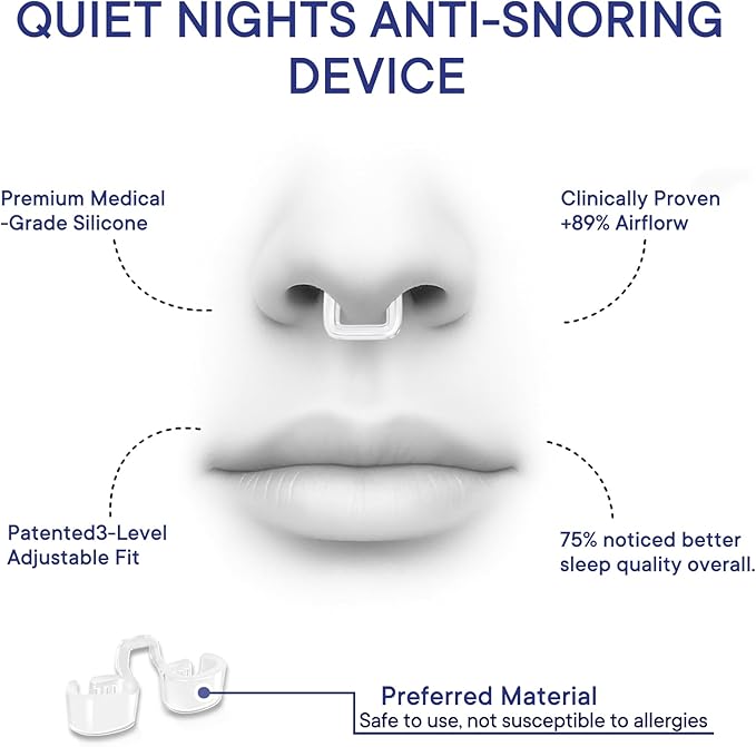 Anti Snoring Devices, Nasal Opener for Sleep Breathing, Increases Airflow, Three Adjustable Sizes, Individually Packaged, Easy to Carry - 4 Pack