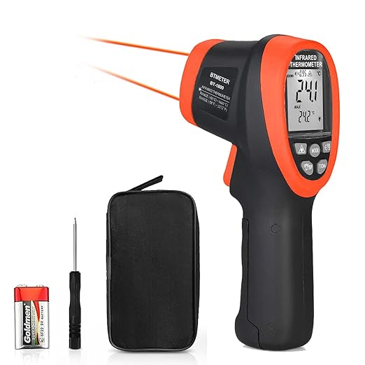 BTMETER BT-1800 Non Contact Pyrometer High Temperature Infrared Thermometer Gun -58°F ~3272°F (-50~1800℃) DS 50:1 for Metal Melting Furnace Forge Kiln Tempe Tester (Not Accurate for Human Temp)