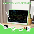 19 Inch LCD Writing Tablet for Kids Ages 3-9, Reusable Doodle Board with Stylus Pen, Type-C Rechargeable Drawing Pad, Educational Travel Toy for Boys & Girls, Perfect Birthday & Holiday Gift Green