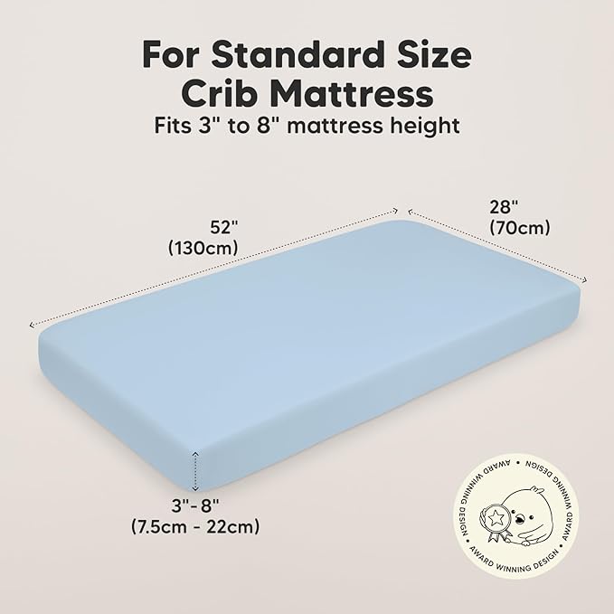 KeaBabies 2-Pack Organic Crib Sheets for Boys, Girls - 52x28 Fitted Crib Mattress Sheet Neutral, Breathable Jersey Cotton Cover for Baby Bed, Toddler Mattress, Soft & Cute Prints (Cornflower)