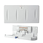 Foundations Classic Horizontal Wall-Mounted Baby Changing Station for Commercial Restrooms, Includes One Handed Adjustable Safety Strap & Liner Dispenser, Gray (100-EH)