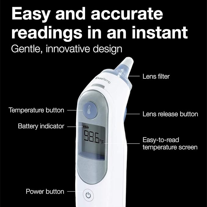 Braun ThermoScan 5 Ear Thermometer - ExacTemp Stability Indicator for Professional Accuracy, Digital Display, Baby and Infant Friendly, No.1 Brand Recommended by Pediatricians