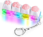 Keyboard Fidget Toys for Adults Keyboard Clicker with LED Light Keychain Fidget Sensory Fun Toys for Anxiety Decompression (RPSCatPaw, 4 in 1)