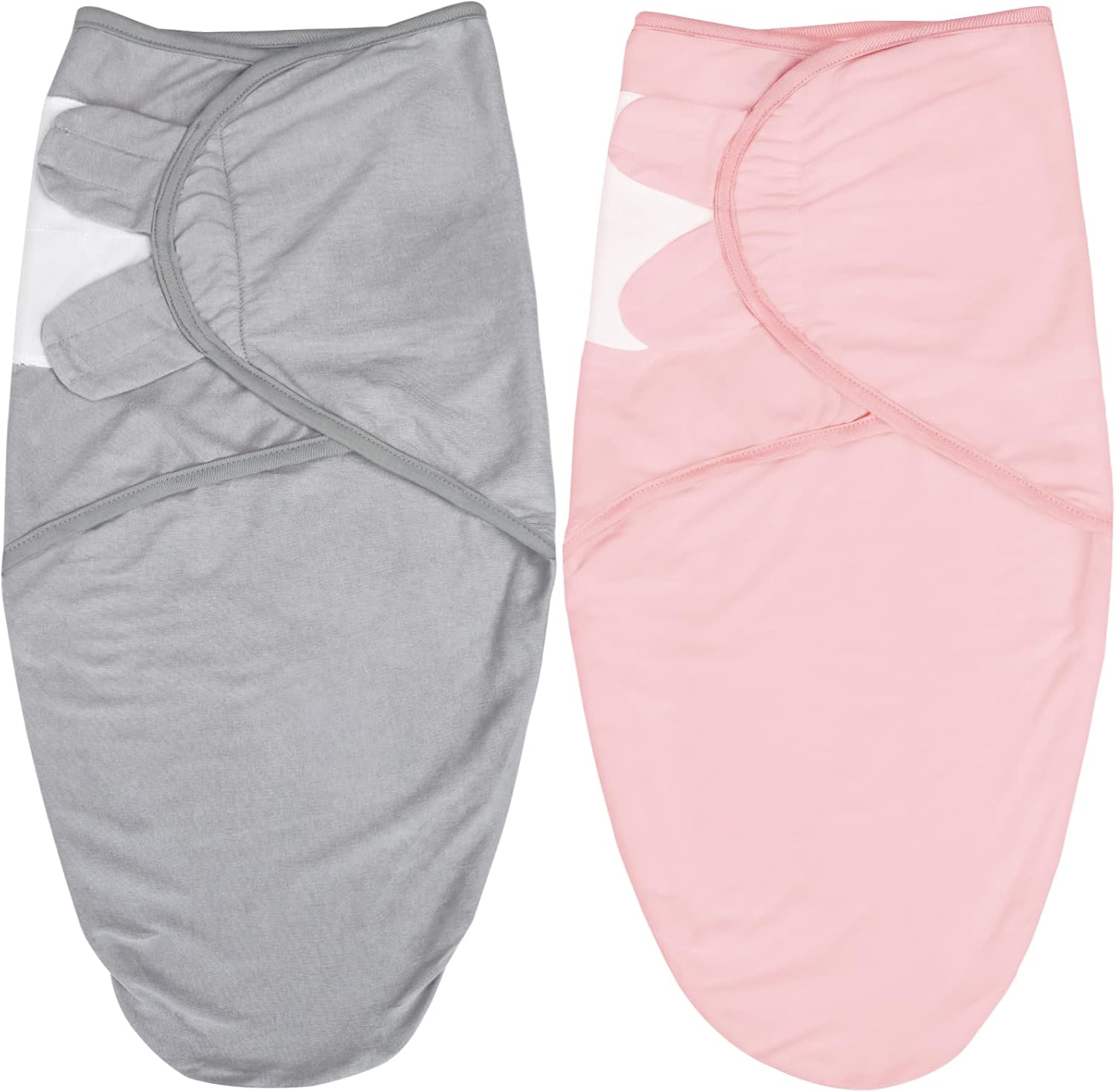 Biloban Baby Swaddles 0-3 Months for Girls, Cotton Swaddle Blanket, Newborn Essentials, Grey & Pink, 2 Pack