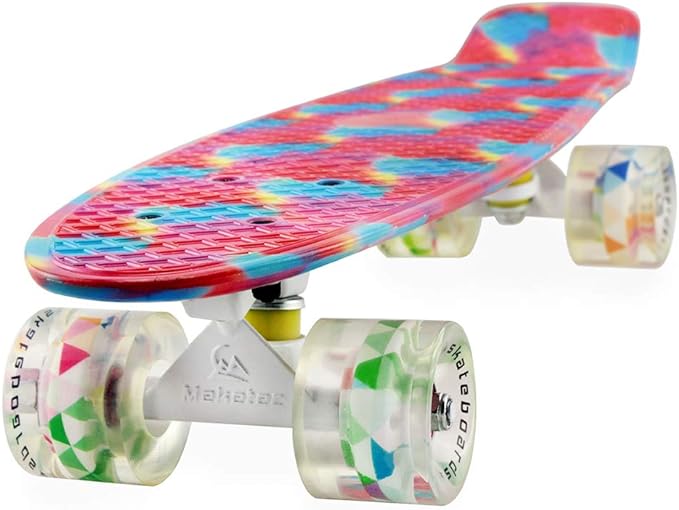 Skateboards Complete 22 Inch Mini Cruiser Retro Skateboard for Kids Boys Youths Beginners