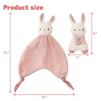 Organic Cotton Stuffed Animal Rattle Baby Toys, Plush Bunny Cuddle Cloth and Hand Grip Ring Rattles Plush Toy Set for Newborns Infant Boys Girls, 2 PCS