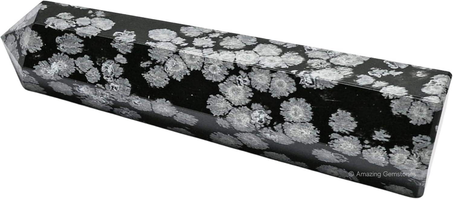 Amazing Gemstone Snowflake Obsidian Crystal Towers - Natural Healing Crystal Point Obelisk for Reiki Healing and Crystal Grid (3 Inch)