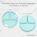 WeeSprout Silicone Divided Plates (No Lids), 100% Food Grade Silicone Plates for Toddlers & Kids, Dishwasher & Microwave Safe