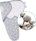 Biloban Baby Swaddle for Boys Girls, 3-6 Months, Cotton Blanket, Newborn Essentials, Lovely Grey Print, 2 Pack