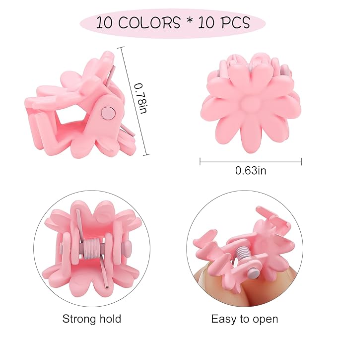 Mini Flower Hair Clips, Baby Hair Clips Mini Claw Clips Cute Jaw Clips Hair Pins Hair Barrettes Toddler Hair Accessories for Women Girls Kids Teens 100Pcs Colorful