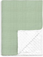 Baby Blankets for Boys Girls, Soft Nursery Minky Blankets with Muslin and Dotted Fleece Back 30x40 inches, Receiving Bed Quilt for Newborn, Infants, Toddlers (Green)