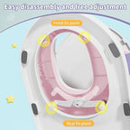 Potty Training Toilet Seat with Kids Step Stool Anti-Slip Toddler Potty Seat with Soft Cushion, Baby Potty Training Set Toddlers Toilet Seat for Boys and Girls (Pink)