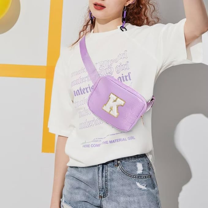 YOOLIFE Gifts for Girls Teen Girls Birthday Gifts - Personalized Gifts for Women, Gifts for Daughter Sister Friends, Purple Initial Crossbody Bag Belt Bag A