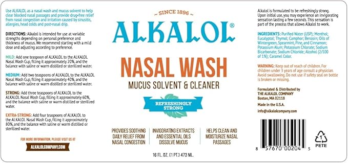 Alkalol Solution Original Nasal Wash, 16 fl oz (pack of 3)