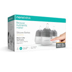Nanobebe Flexy Silicone Baby Bottle, Anti-Colic, Natural Feel, Non-Collapsing Nipple, Non-Tip Stable Base, Easy to Clean 3-Pack, Gray, 5 oz