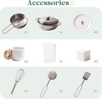 ROBOTIME Play Kitchen for Kids Toddlers, Wooden Pretend Play Kitchen Set Toy with Fridge, Ice Maker, Coffee Maker, Toys Kitchen Gift for 3+ Year Old Kids, Girls & Boys