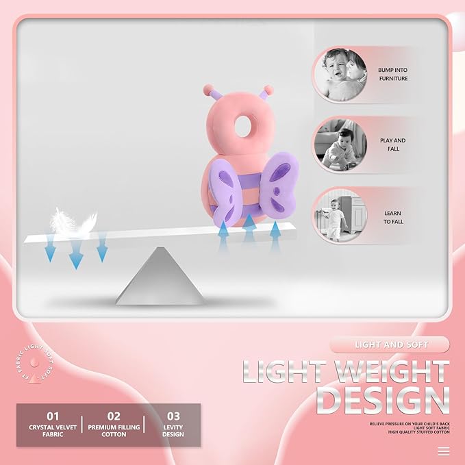 Baby Head Protector,Adjustable Baby Head Protection Backpack (Butterfly)