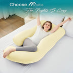 Sasttie Pregnancy Pillows for Sleeping, Jumbo U Shaped Cooling Full Body Pillow with Removable Cover, Pregnant Women Must Haves, Maternity Essential, Light Yellow
