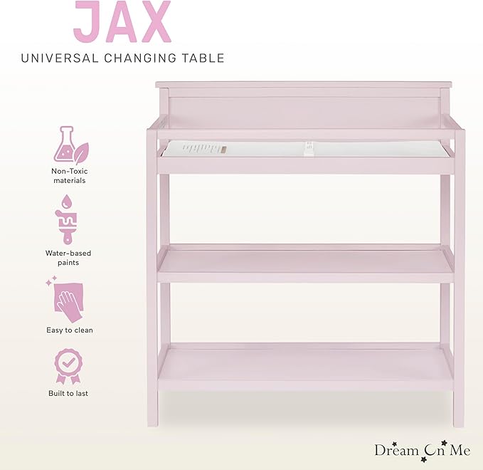 Dream On Me Jax Universal Changing Table, Blush Pink , 34x20x40 Inch (Pack of 1)