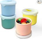 8.5 OZ Silicone Food Storage Containers, Baby Food Storage Jars with Airtight Lids and Snack Cup Lid, Freezer, Microwave and Dishwasher Safe, Reusable Snack Containers for Kids, Infant, Toddler, 4 Pcs