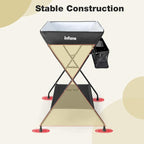 INFANS Baby Changing Table, Folding Diaper Station Portable Nursery Organizer with Safety Belt and Large Storage Racks for Newborn Baby and Infant (Black)