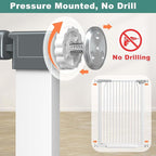 40.5" Extra Tall Baby Gate No Drill, 63"-65.7" Extra Wide Dog Pet Gate Indoor, Long Safety Child Gate, Metal Tension Auto Close No Climb Fence Pet Gate for Stairs Doorway, White