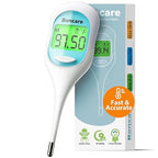 Boncare 9 Seconds Digital Basal Thermometer - Accurate Oral & Rectal Thermometer for Adults & Kids, Fever Alarm, Large Display (Blue)