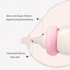 YOHKOH Natural Glass Baby Bottle with Natural Response Nipple, Newborn Anti-Colic Baby Bottles, Wide Neck Mushroom Cap Baby Bottle, Clear (8.8ounce (Pack of 4), Red1)