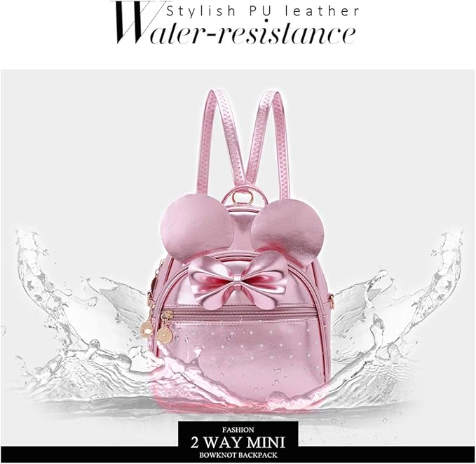 KL928 Girls Bowknot Polka Dot Cute Mini Backpack Small Daypacks Convertible Shoulder Bag Purse for Women