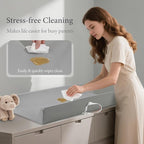 Baby Changing Pad, Waterproof & Wipeable Vegan Leather Diaper Changing Mat 31" x 16", Comfortable Soft Standard Size Infant Diaper Mat for Dresser and Table, Taupe (Grey)