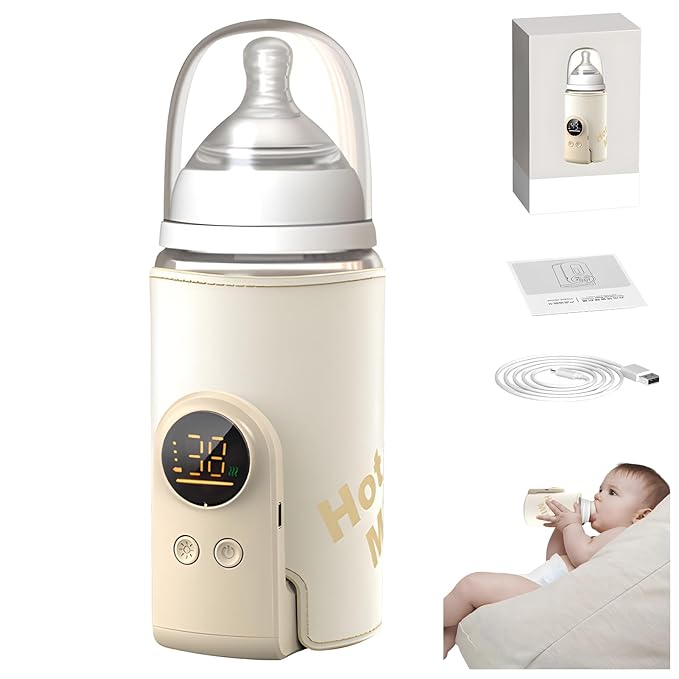 Portable Bottle Warmer for Breast Milk & Water, Portable Milk Warmer for Travel Portable Bottle Warmer with Fast Heating & Long Battery Life to Meet Your All-Day Needs (8000 mAh)