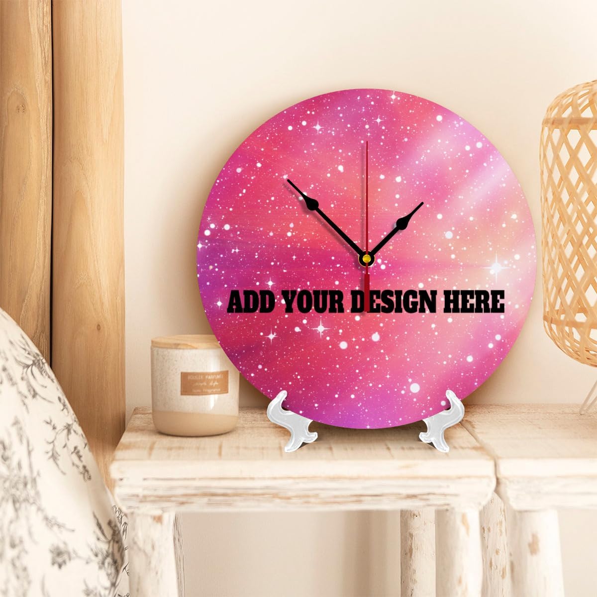 Generic Custom Wall Clock Personalized Clocks with Photo Text Logo That PVC Customized Round Silent Clock for Living Room Wedding Friend Family Lover, 10inch-25cm