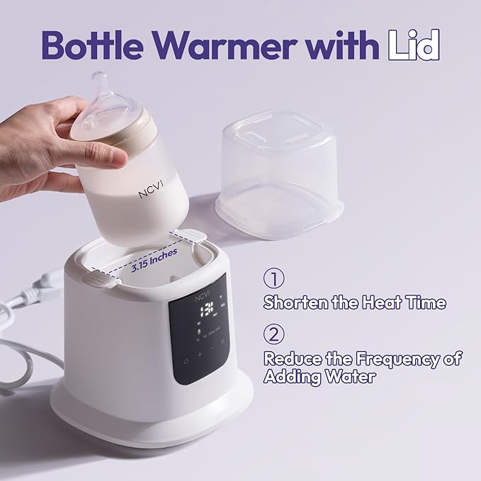 NCVI Baby Milk Warmer 3 Mins Fast Heating 8 in 1 Functions, Infant Breast Milk Bag Warmer with Timer and Precise Temperature for All Size Materials Bottles, Milk Freezer Bags and Pacifier Sterilize